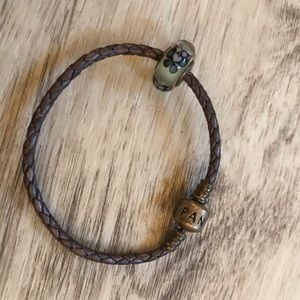 Pandora Moments Woven Leather Purple Bracelet